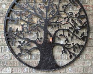 Large Metal Tree of Life Wall Art with Birds and Butterfly