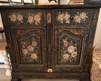 Ethan Allen Hitchcock Style Hand-Painted Floral Cabinet