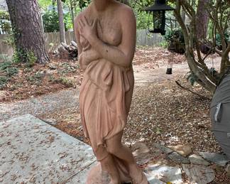 Terracotta Garden Statue of a Nude Female Figure, likely Venus