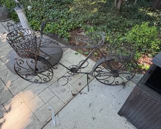 Wrought Iron Tricycle Planter Stand