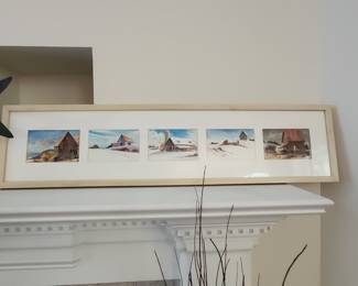 Framed Panoramic Watercolor Barn Series