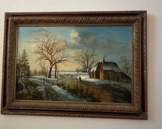 Winter Landscape with Skaters and Cottage, Attributed to Gijsbrecht Leytens