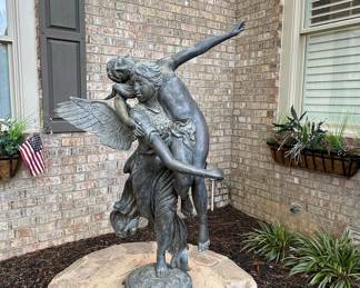 Bronze Angel Carrying Child Sculpture