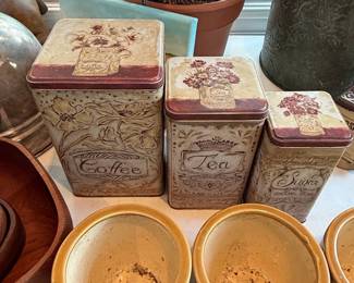 Vintage Cheinco Floral Kitchen Canister Set (Coffee, Tea, Sugar)