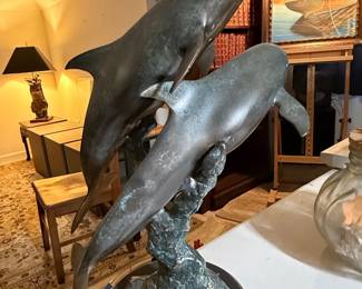 Bronze Dolphin Sculpture by Kim Byung-jin