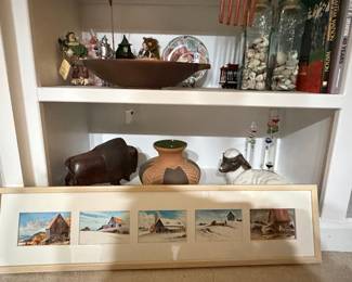 Framed Set of Five Barn Winter Scene Miniatures