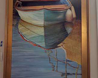 John Bevier "Rowboat at Dock" Oil Painting