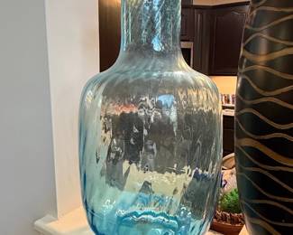 Large Aqua Blue Water Bottle Vase