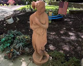 Terracotta Nude Female Figurine Statue - "The Bather"