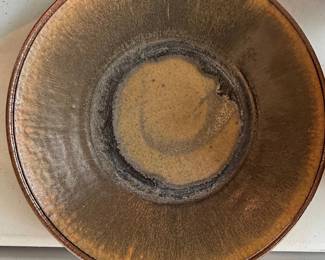 Hand-signed "Herman" Studio Pottery Bowl with Glaze Drip Effect