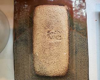 Smith Pottery Decorative Tray with Tree Motif and Concentric Circle Border