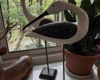 Wooden Avocet Sculptures (Pair)