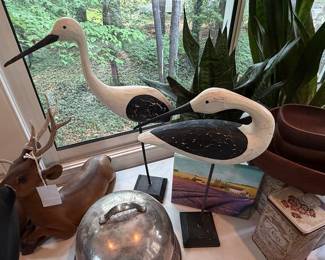 Carved Wooden Shorebirds (Avocets)