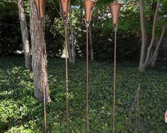 Set of 4 Copper-Plated Metal Torches with Twisted Stakes