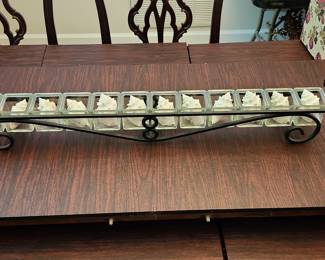 Wrought Iron and Glass Hurricane Candle Holder with Shells