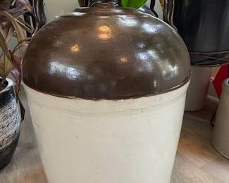 Two-Gallon Two-Tone Stoneware Jug with Handles