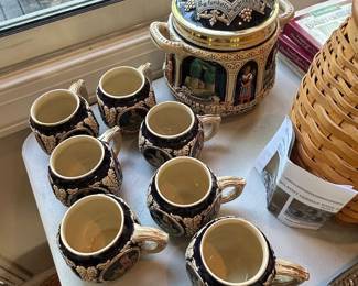 Marzi & Remy German Beer Stein Set with Lidded Pot and 8 Mugs