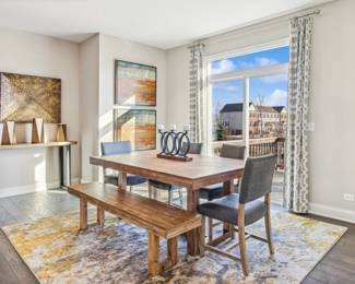 Contemporary Dining Furniture with Artwork and Centerpiece