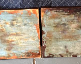 Set of two painted canvases