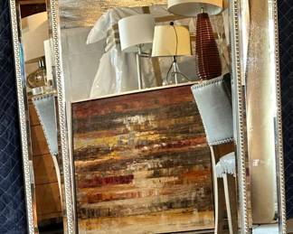 Beaded Mirror Beveled and Framed