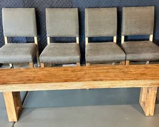 Close up of dining chairs and bench