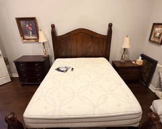 Queen Bed frame, antique nightstand s