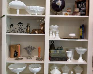 Vintage milk glass and other decor