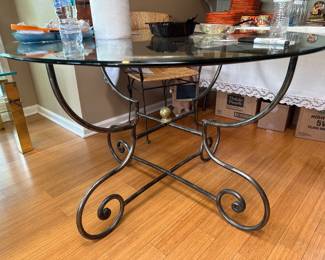 Kitchens glass top table custom made by Franklin Land local metal artist 