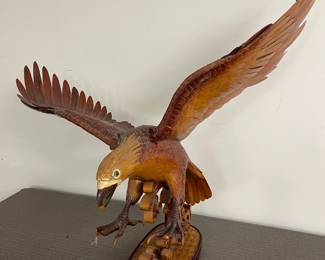 Detailed Wooden Eagle Sculpture