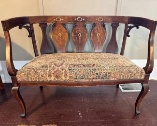 Antique French Style Inlaid Settee