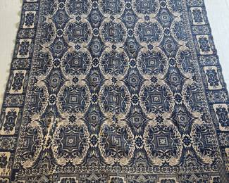 Antique Harriet E. Perin 1849 Indigo Coverlet.