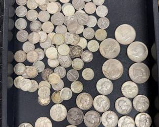 Group of Silver 1/2 Dollars, Quarters and Dimes