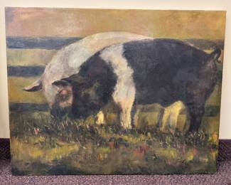Cindy Nixon, Oil on Canvas, Pigs