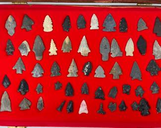 Collection of Native American Stone Arrowheads