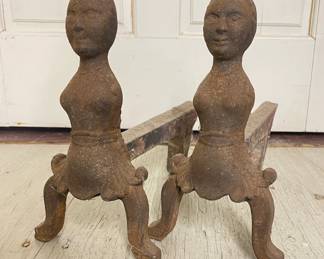 Antique Cast Iron Figural Andirons