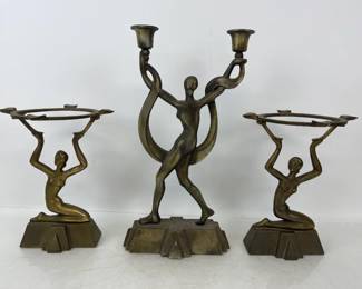 Art Deco Seville Candelabra & Smoking Stands