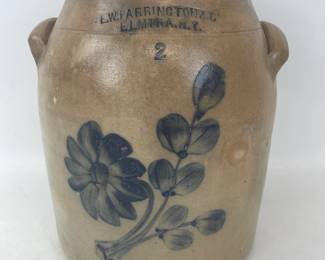 Antique E.W. Farrington & Co. 2 G. Stoneware Crock