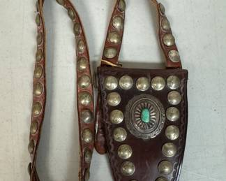 Navajo Leather Purse with Buffalo Nickels