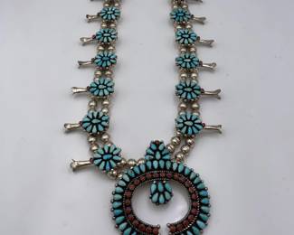 Vintage Native American Turquoise Squash Blossom