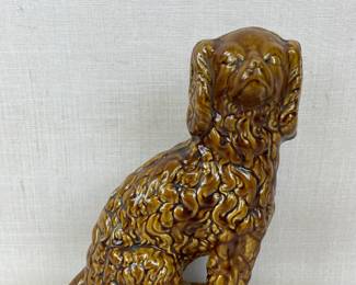 Antique Rockingham Yellowware Pottery Spaniel