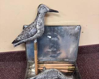 Painted TIn Shore Bird Decoys in Case