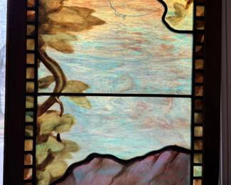 Antique Leaded Glass Window, Landscape