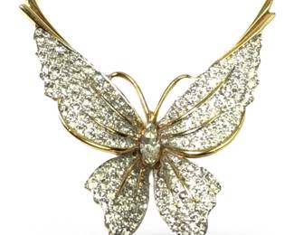 Signed Joseph Mazer Crystal Incrusted Butterfly