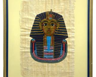 King Tut Metallic Painting on Papyrus Paper