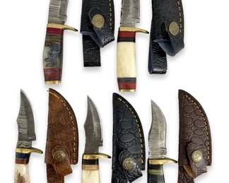 5pc Small Handcrafted Damascus Hunting Knives