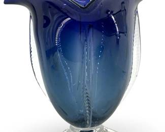Signed Robinson Scott Cobalt Blue Art Glass Vase