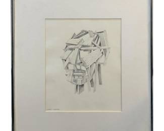 Signed Robert Freeman Abstract Pencil Sketch