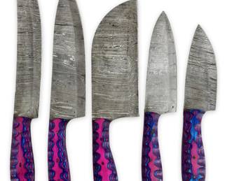 5pc Handcrafted Damascus Steel Kitchen Knives