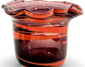 Murano Cranberry Art Glass Vase