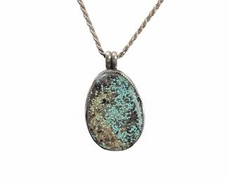 Native American Sterling Spotted Turquoise Pendant